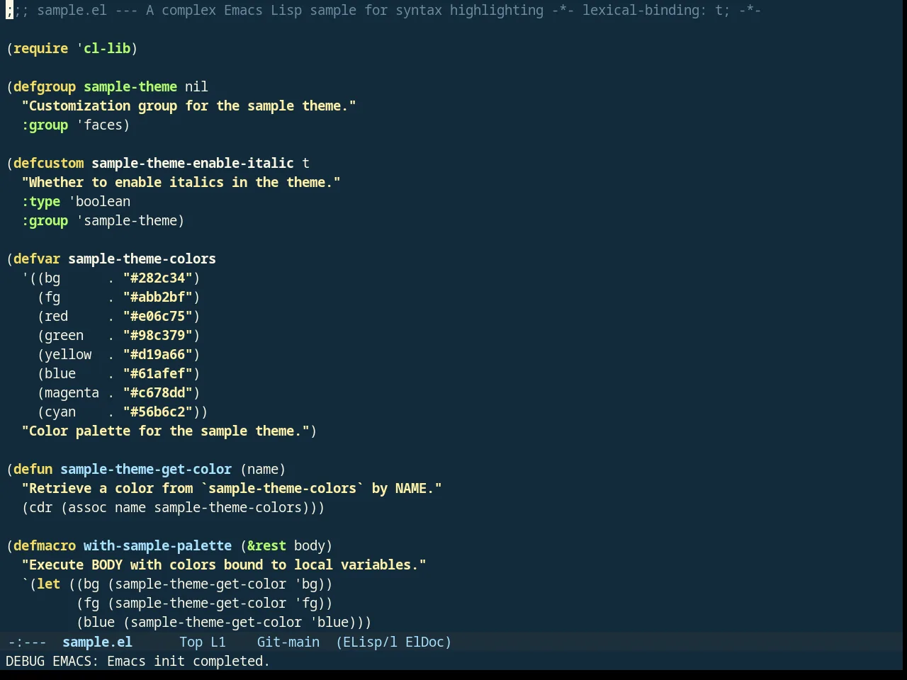 Thankful Eyes Theme in emacs-lisp-mode
