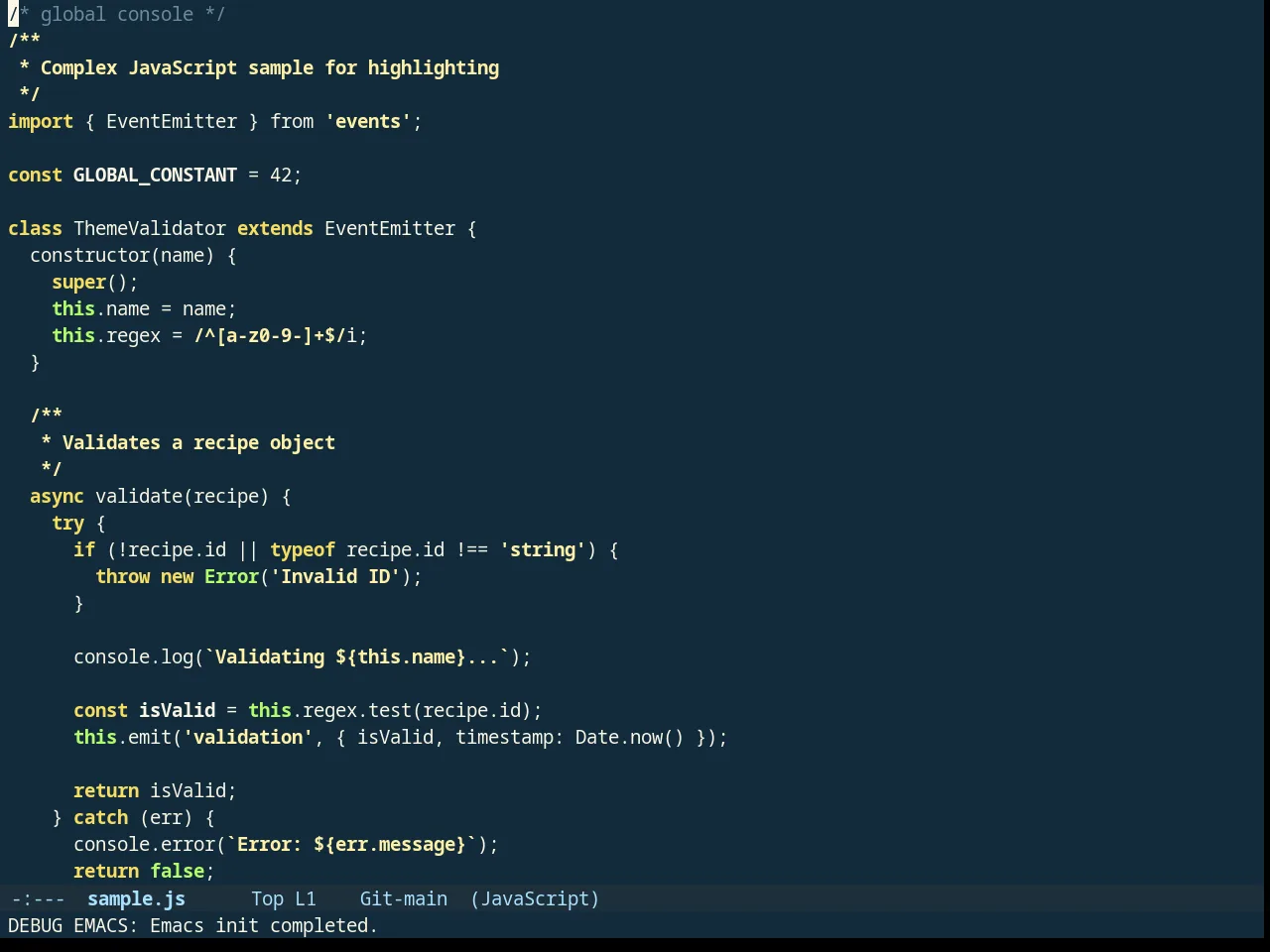 Thankful Eyes Theme in javascript-mode