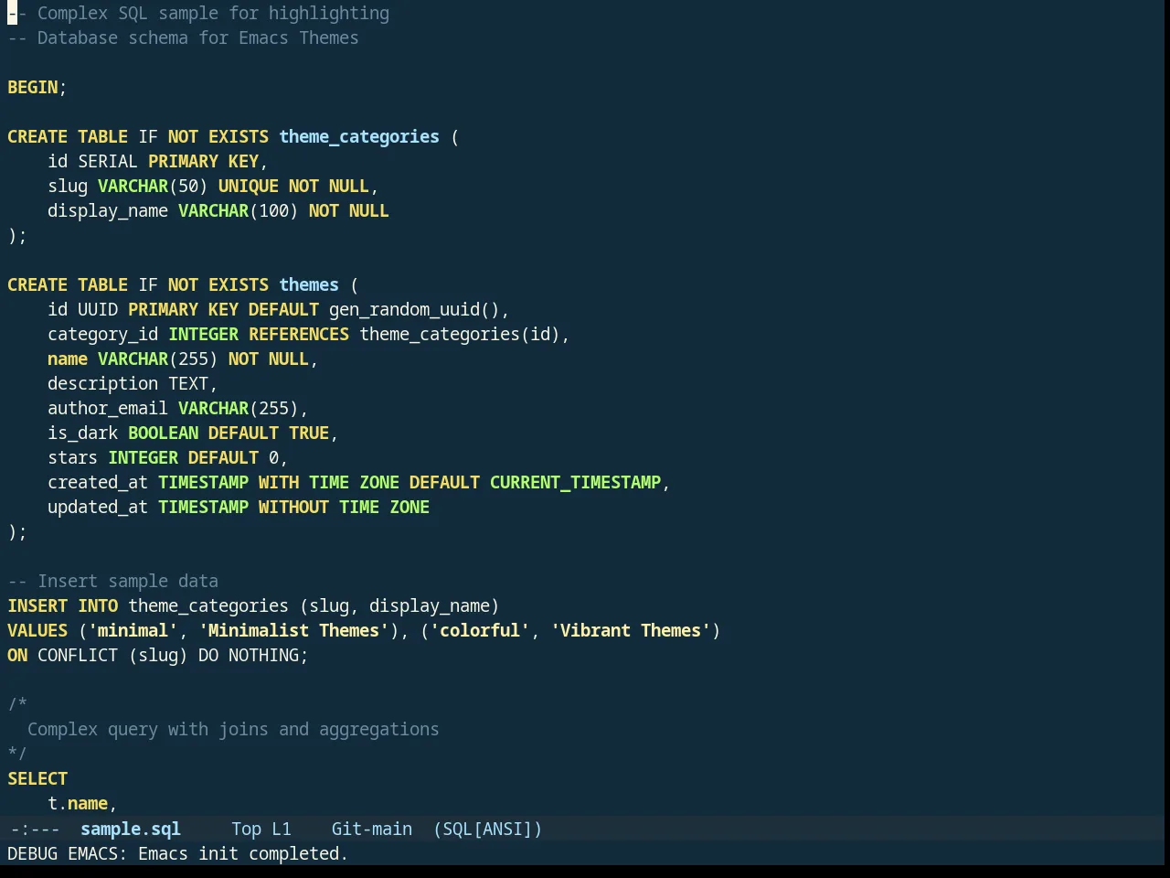 Thankful Eyes Theme in sql-mode