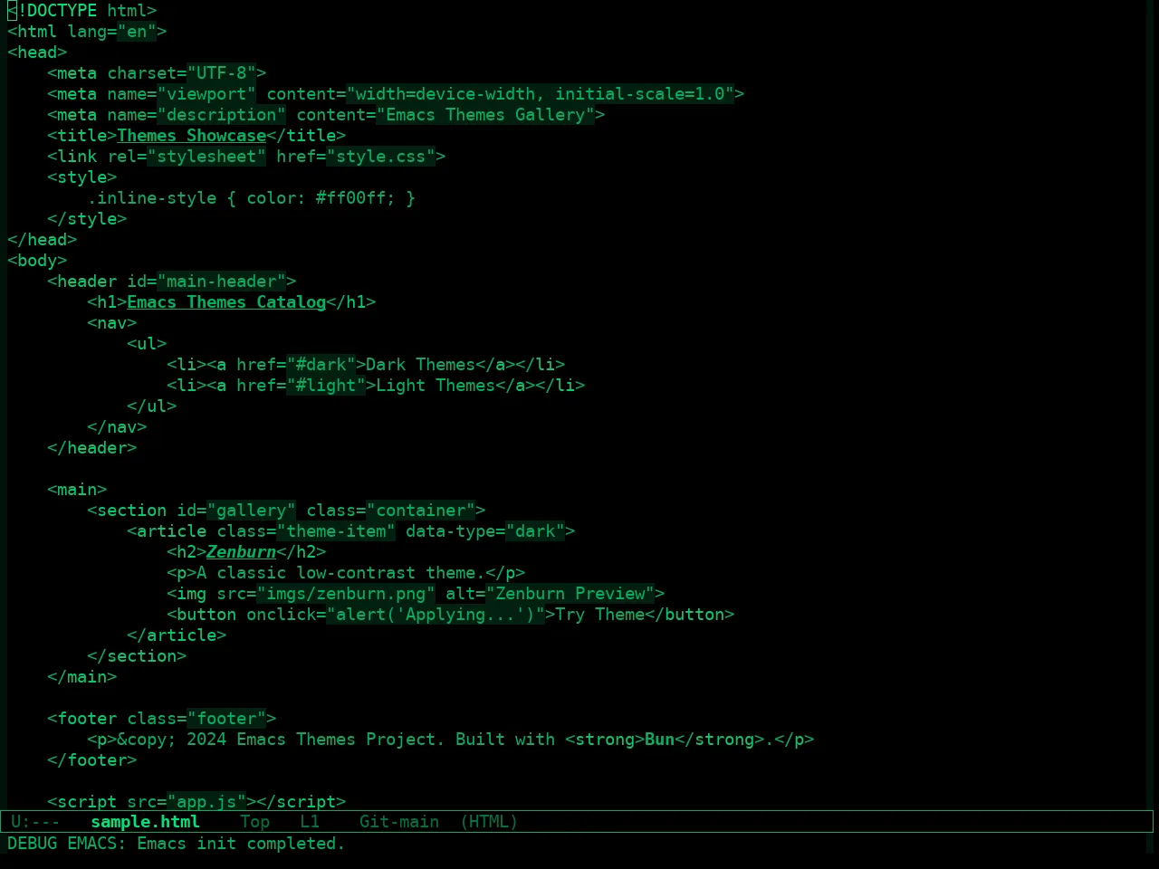 The Matrix Theme in html-mode