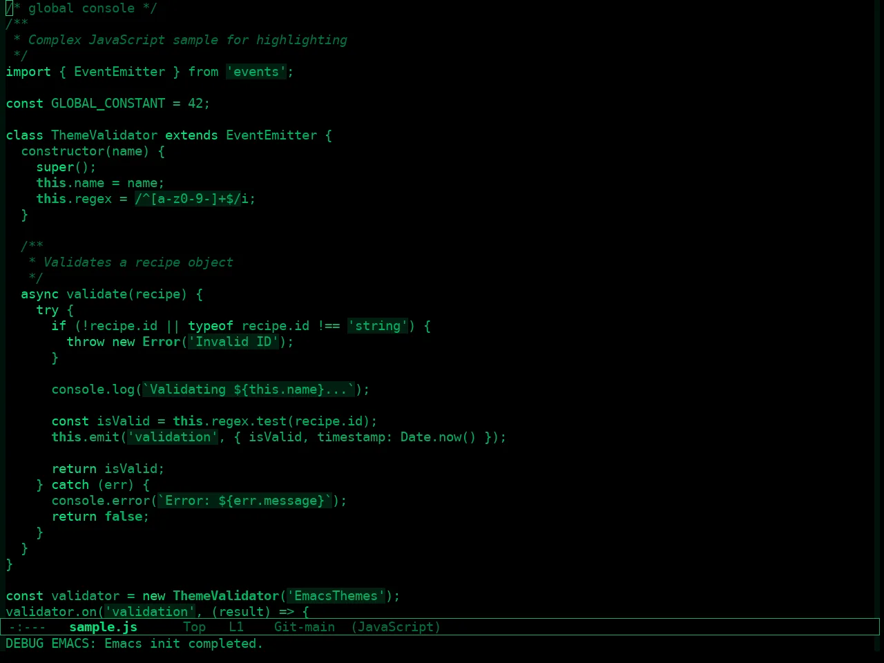 The Matrix Theme in javascript-mode