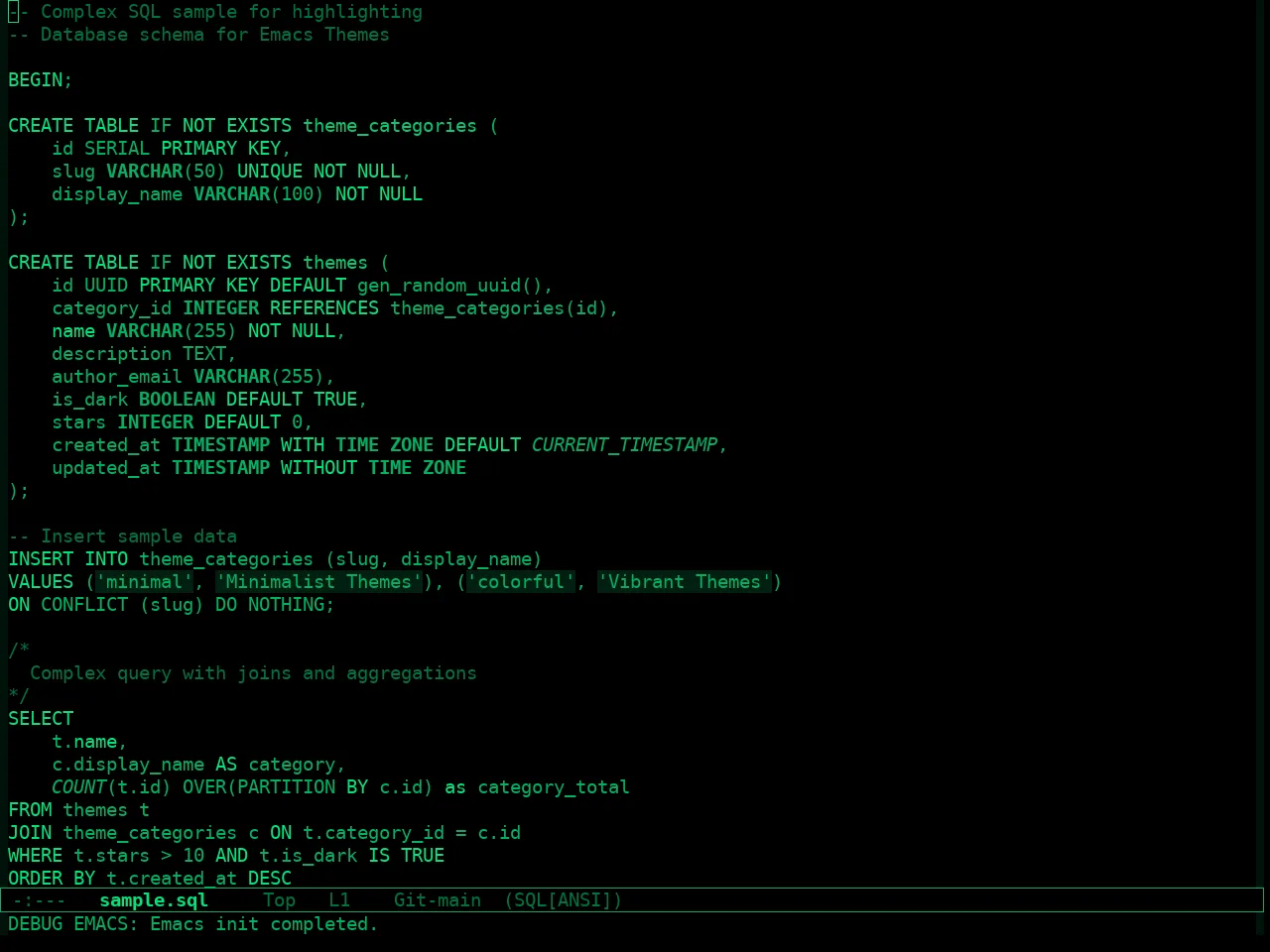 The Matrix Theme in sql-mode