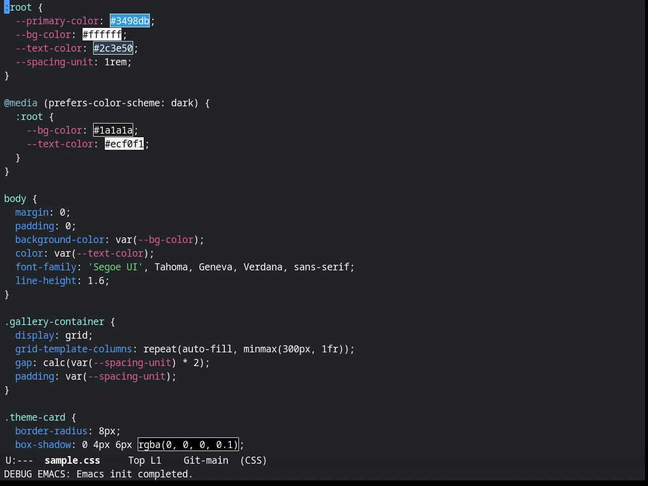 Timu-macOS Dark in css-mode