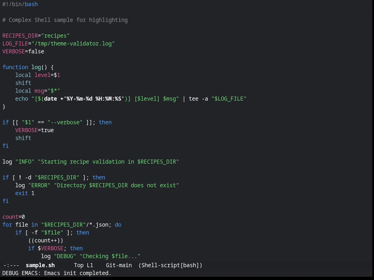 Timu-macOS Dark in sh-mode