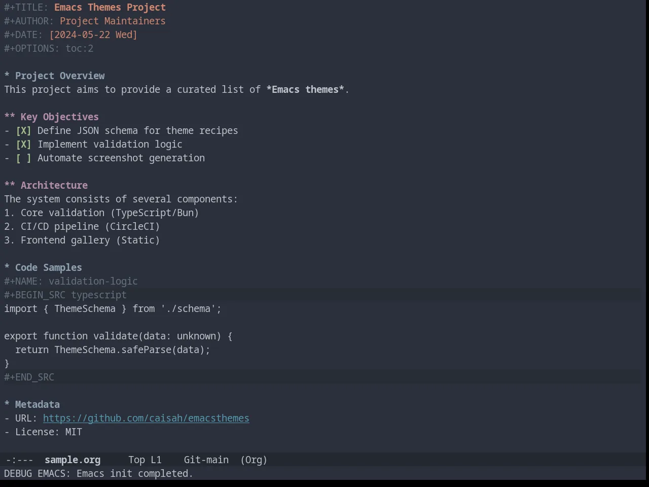Timu-Spacegrey Dark in org-mode