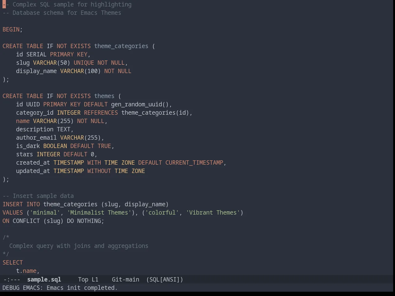 Timu-Spacegrey Dark in sql-mode