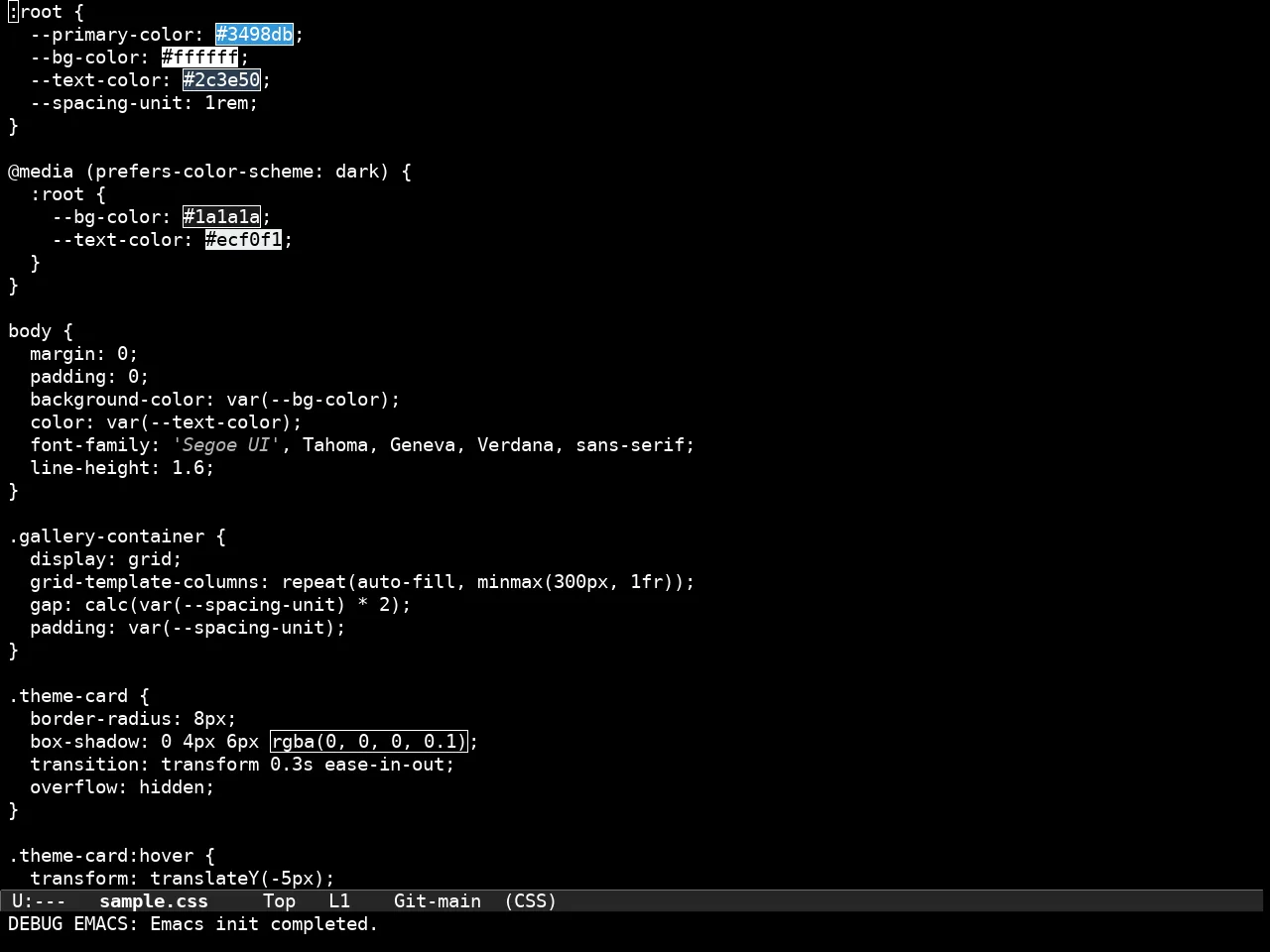 Tok Theme Dark in css-mode