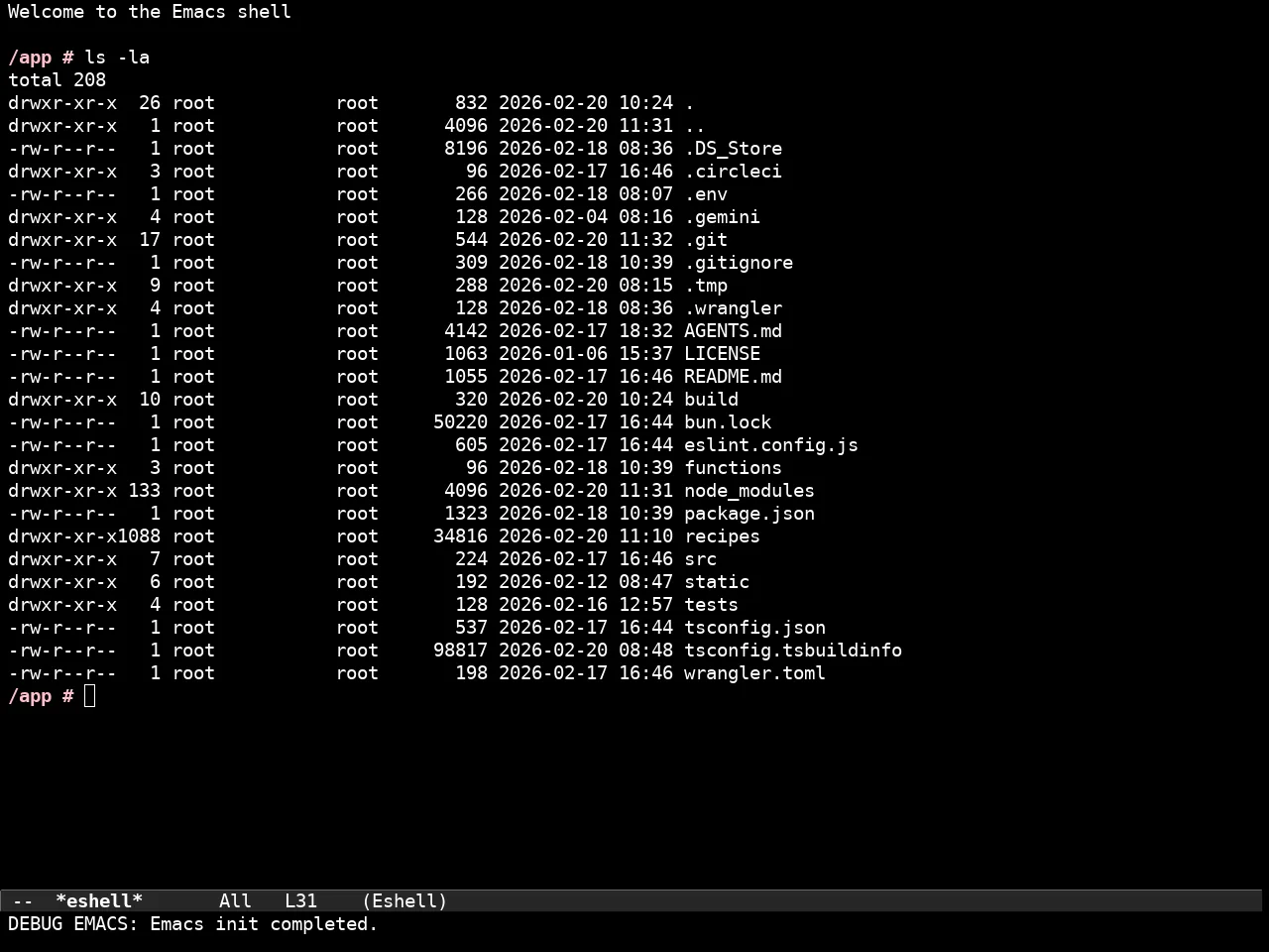 Tok Theme Dark in eshell