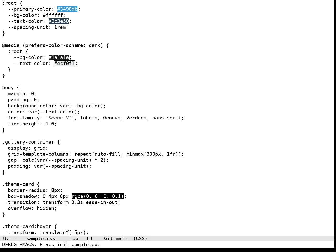 Tok Theme Light in css-mode