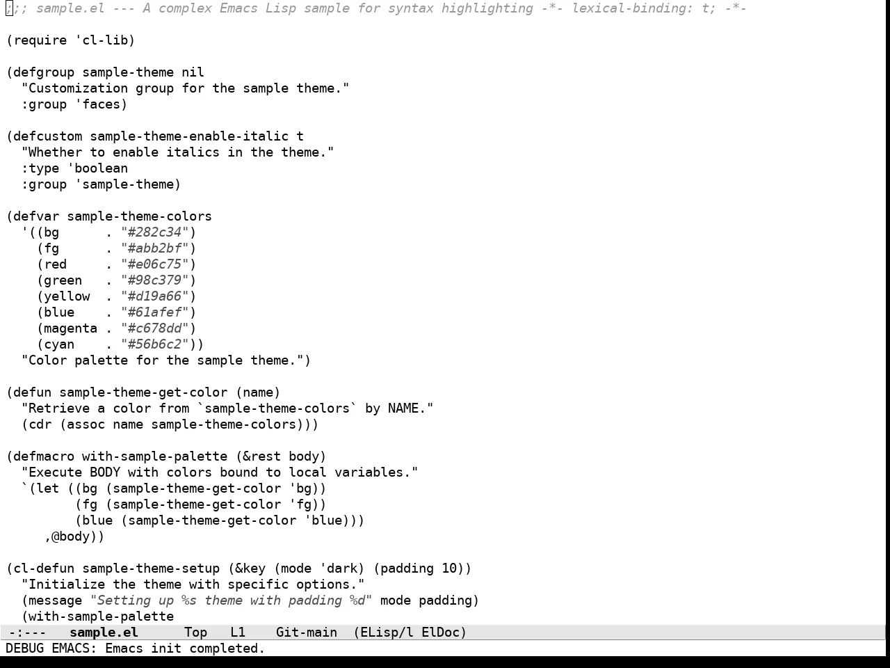 Tok Theme Light in emacs-lisp-mode