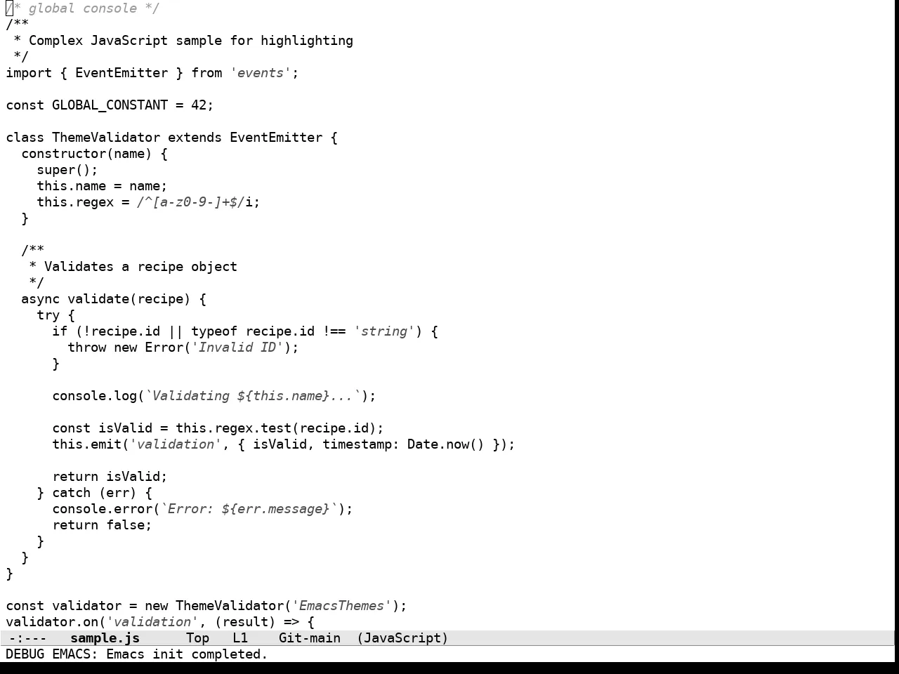 Tok Theme Light in javascript-mode