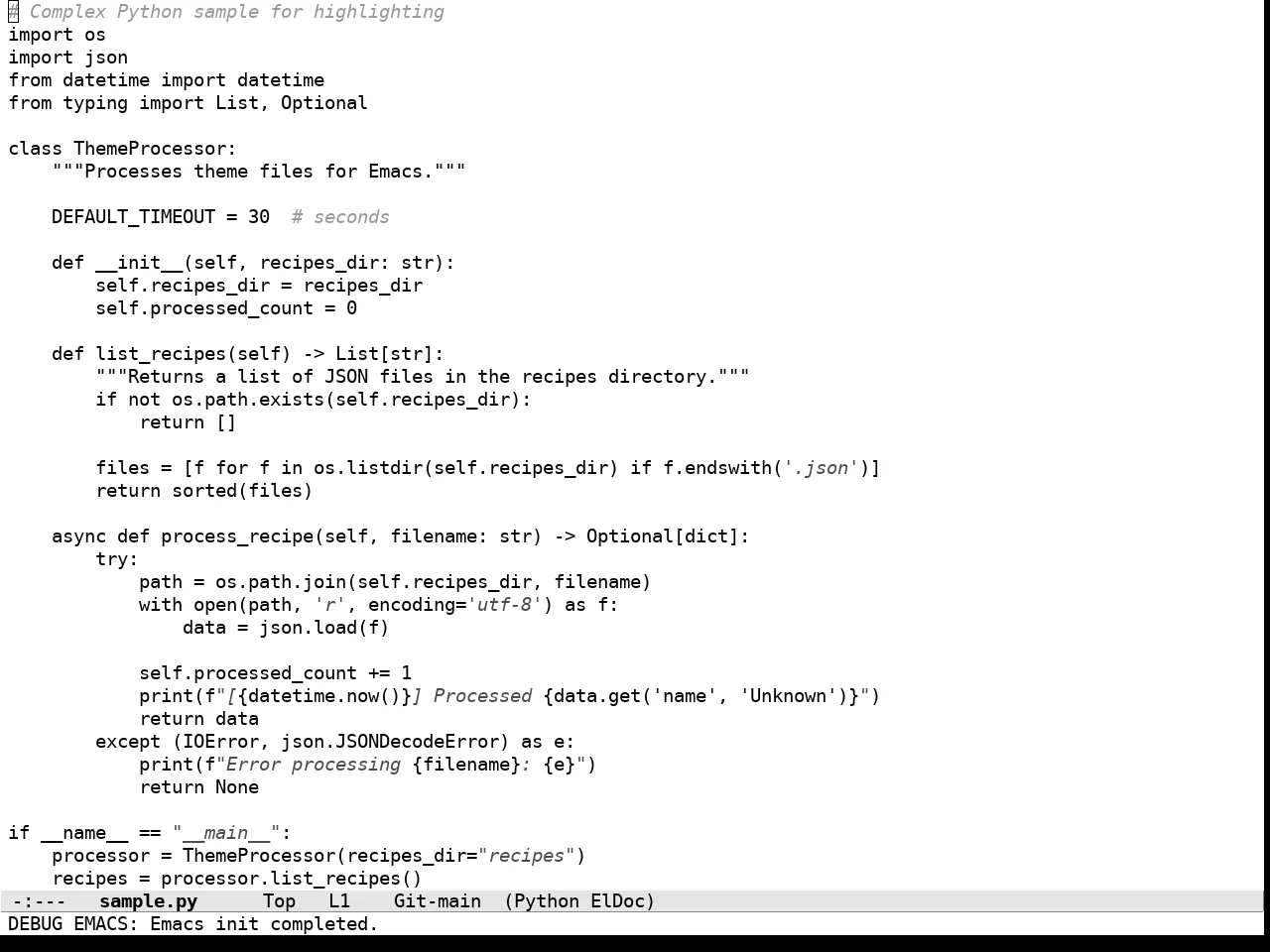 Tok Theme Light in python-mode