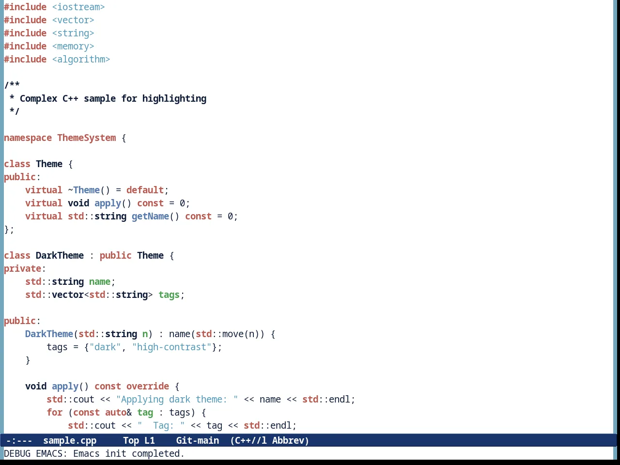 Tommyh Theme in c++-mode