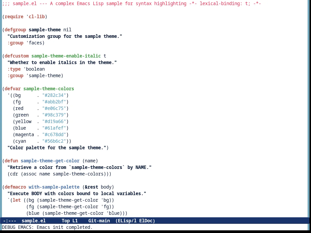 Tommyh Theme in emacs-lisp-mode
