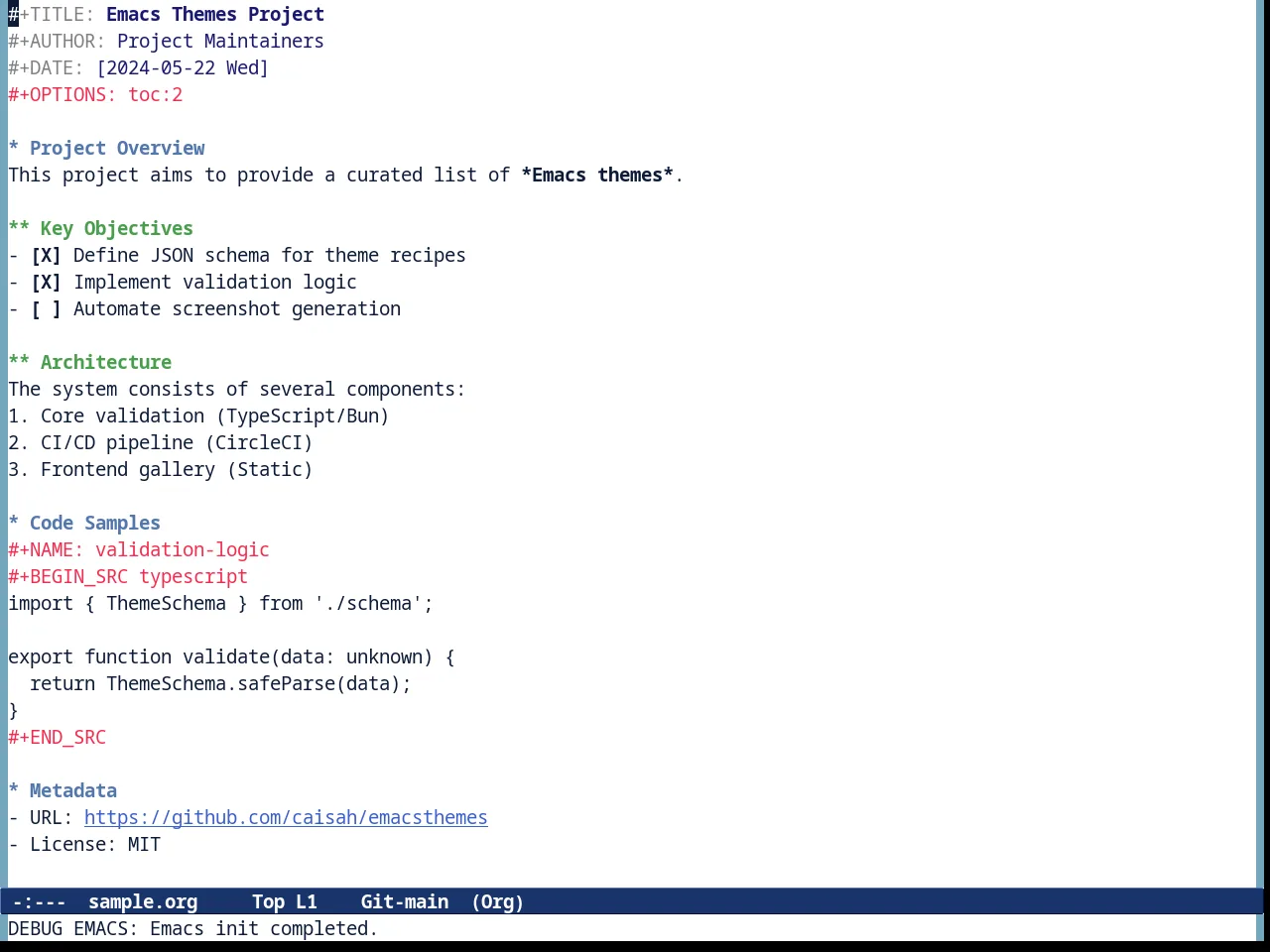 Tommyh Theme in org-mode