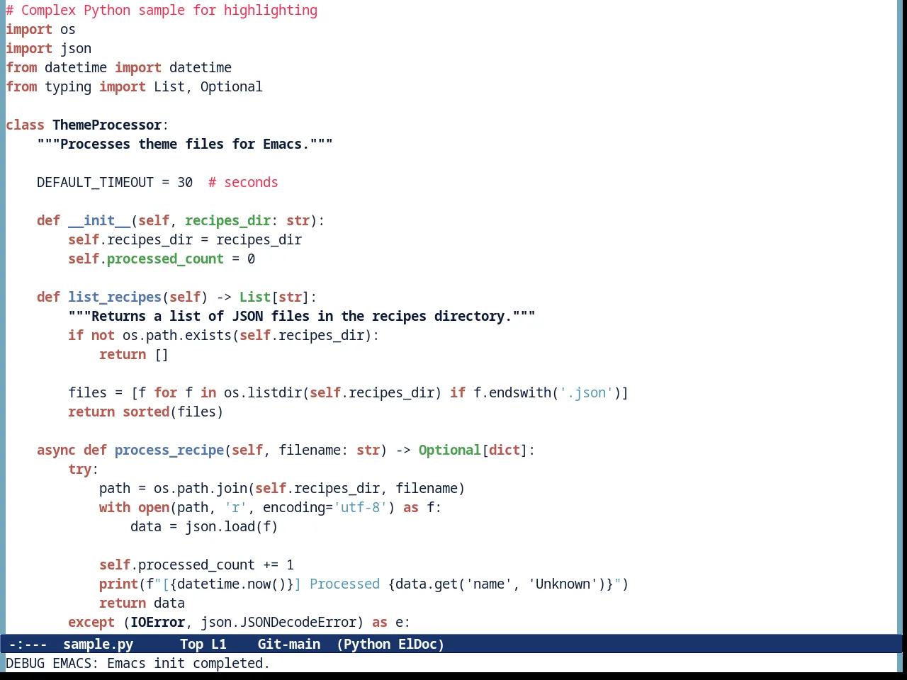 Tommyh Theme in python-mode