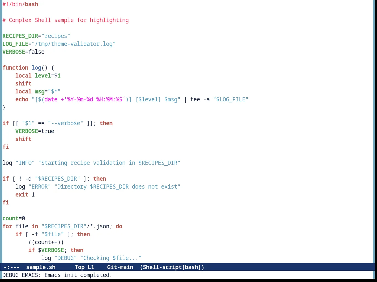 Tommyh Theme in sh-mode