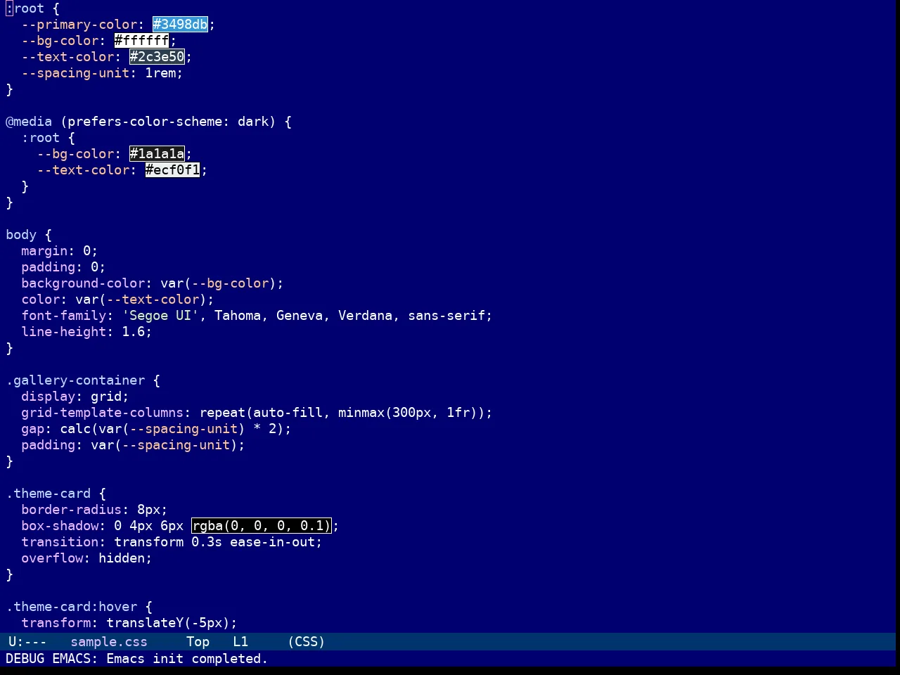 Tomorrow Night Deepblue Theme in css-mode