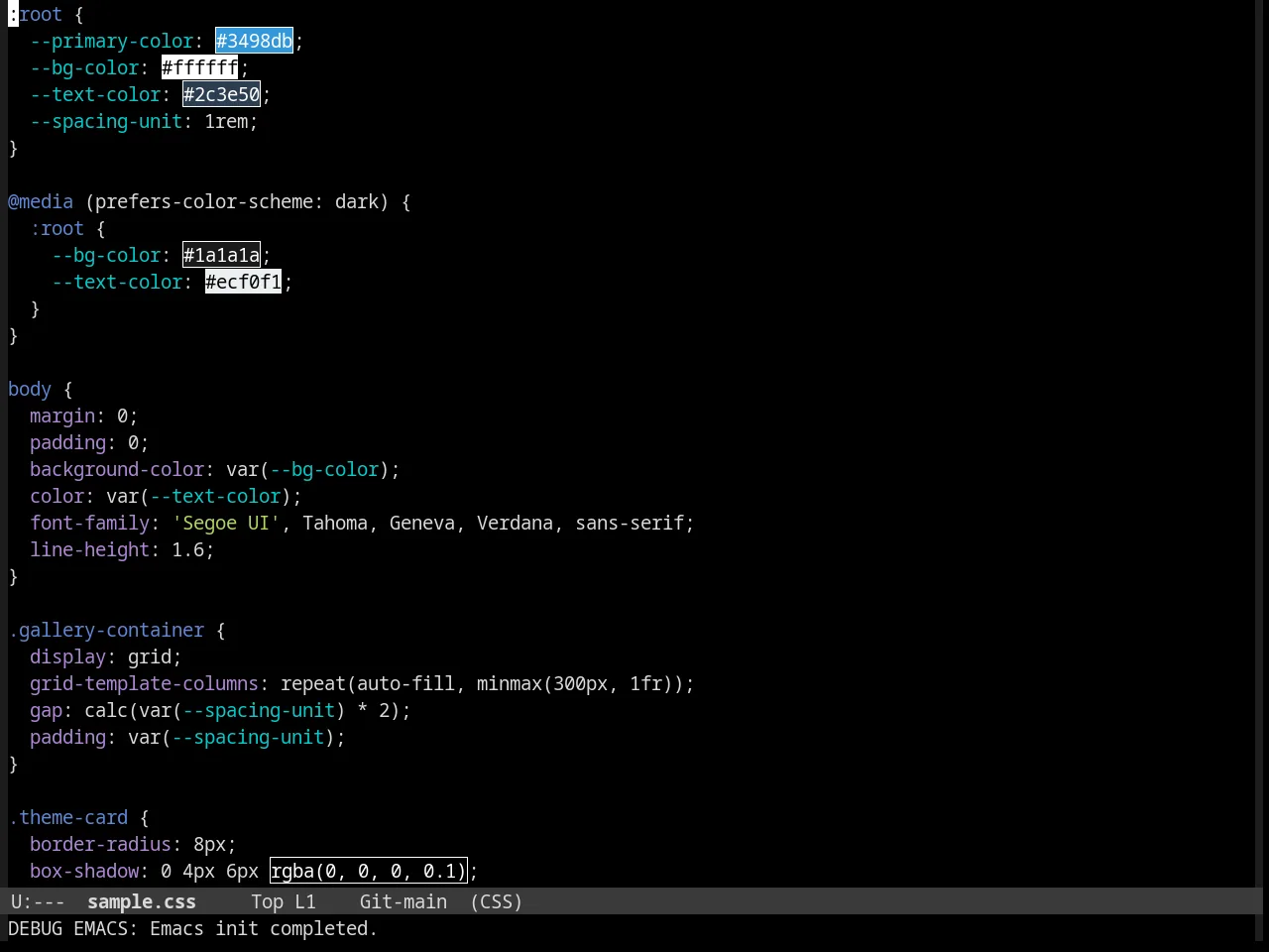 Tomorrow Night Paradise Theme in css-mode