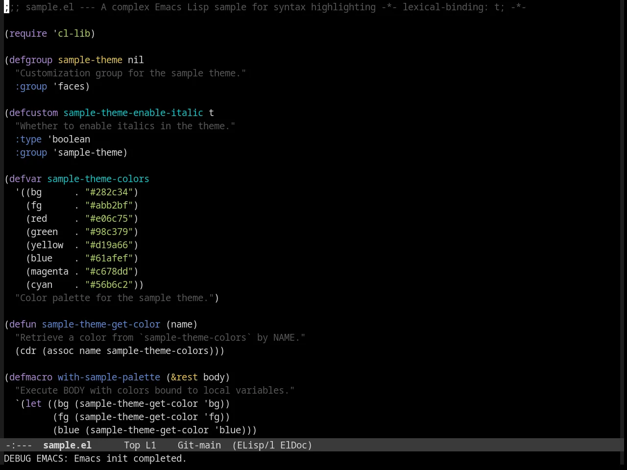 Tomorrow Night Paradise Theme in emacs-lisp-mode