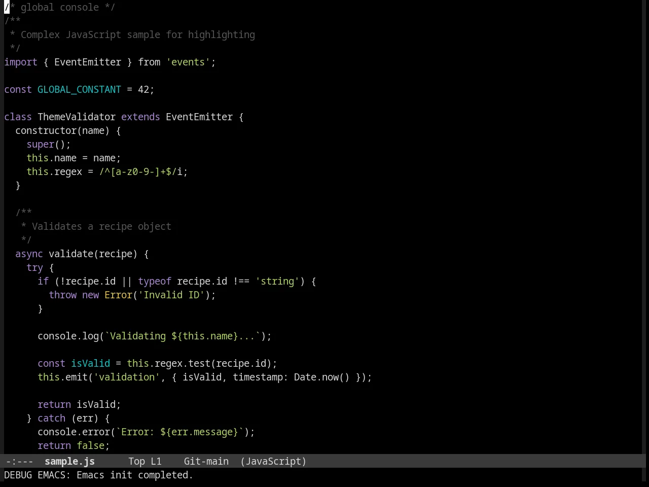 Tomorrow Night Paradise Theme in javascript-mode