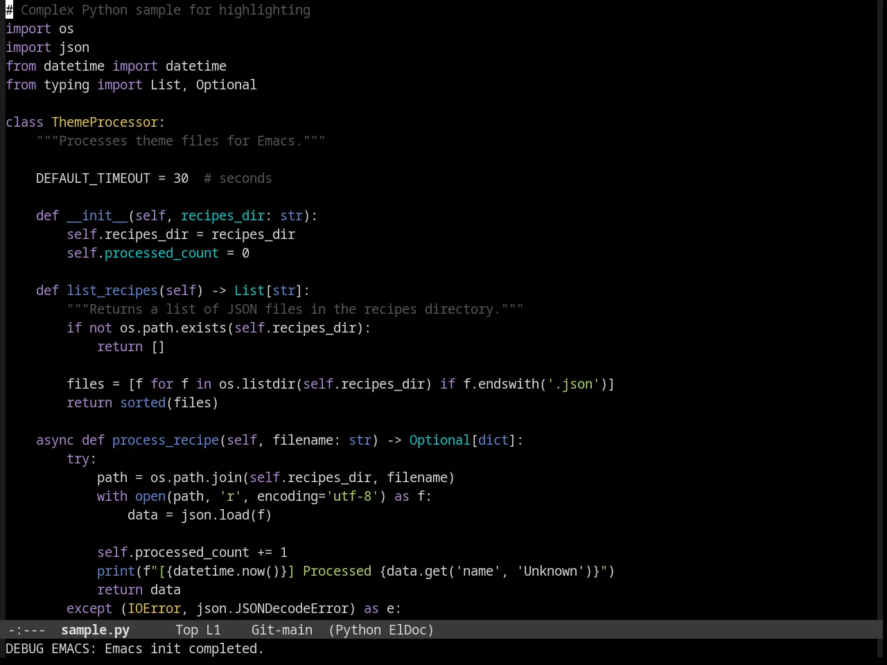 Tomorrow Night Paradise Theme in python-mode