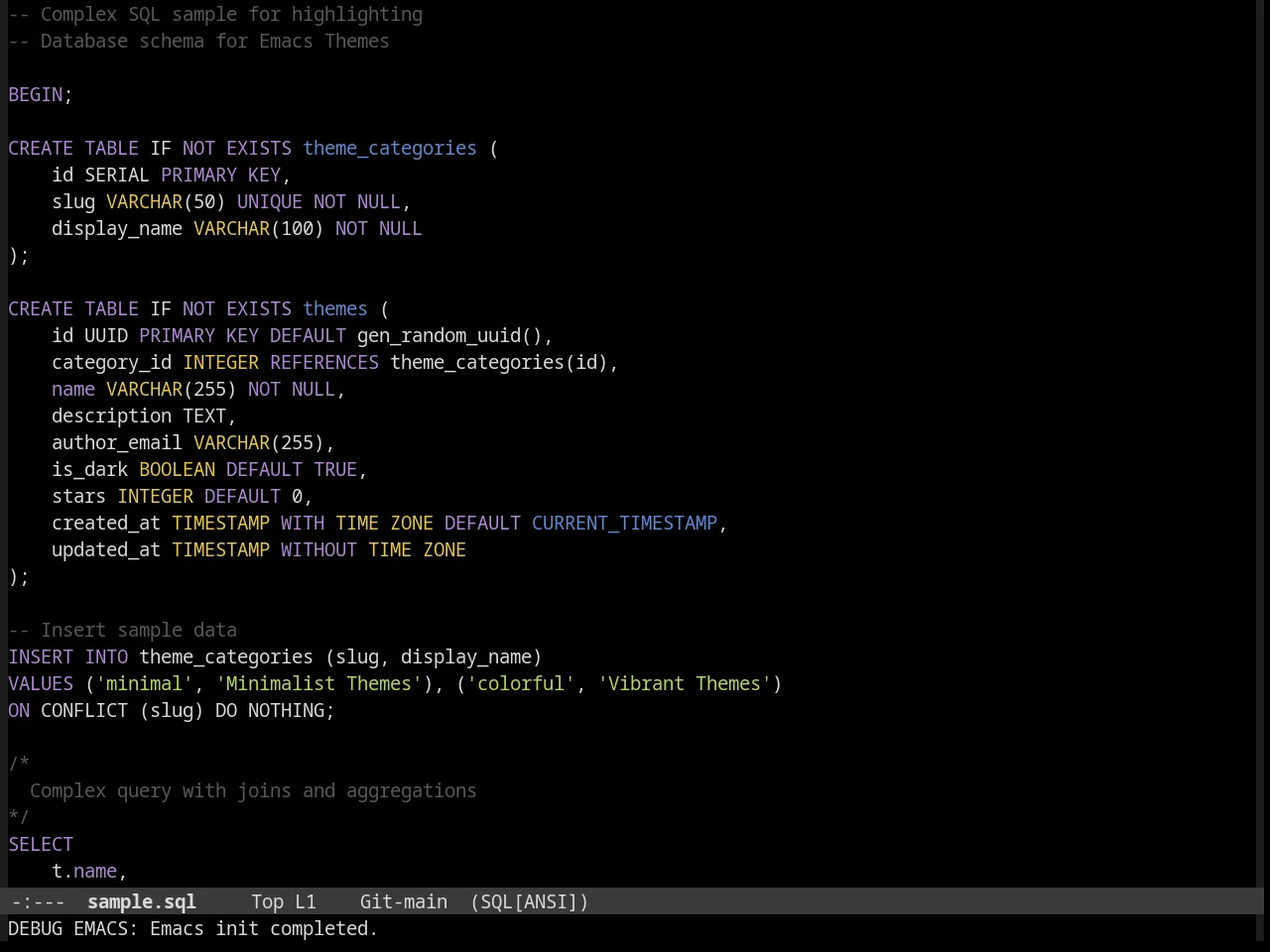 Tomorrow Night Paradise Theme in sql-mode