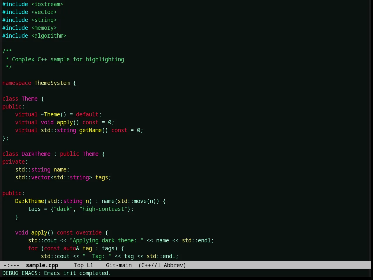 Toxi Theme in c++-mode
