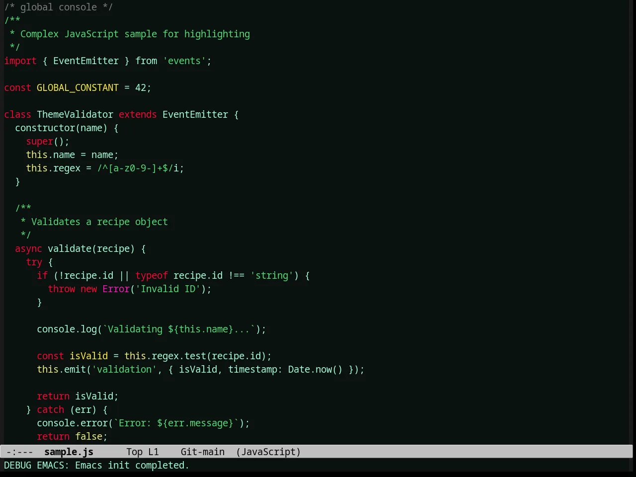 Toxi Theme in javascript-mode