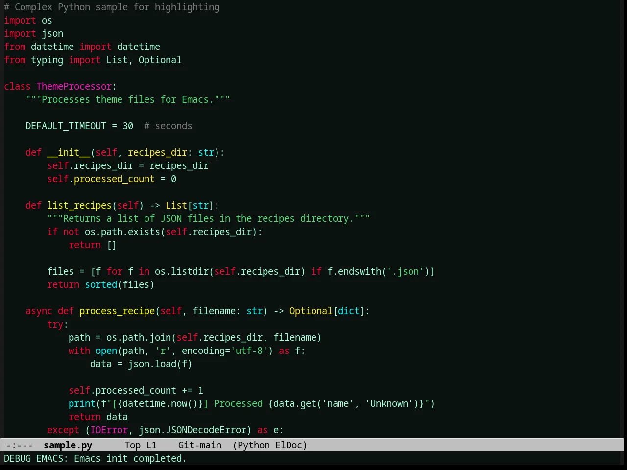 Toxi Theme in python-mode