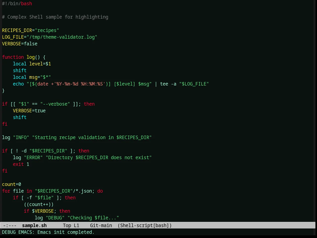 Toxi Theme in sh-mode