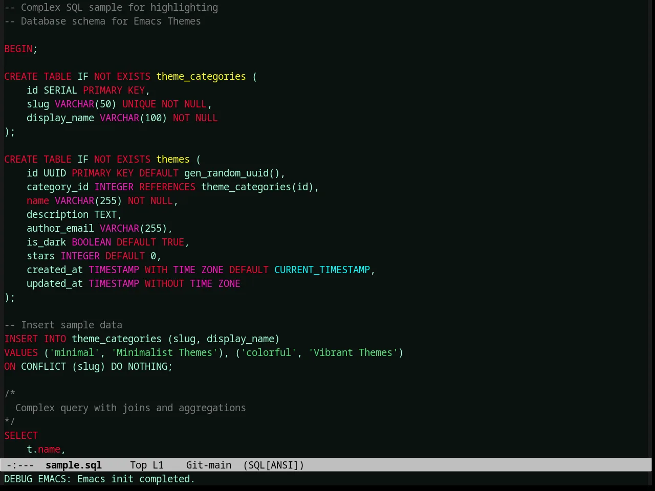 Toxi Theme in sql-mode