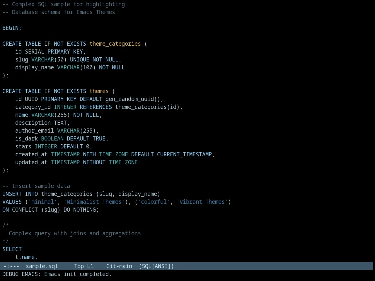 Tron Legacy Theme in sql-mode
