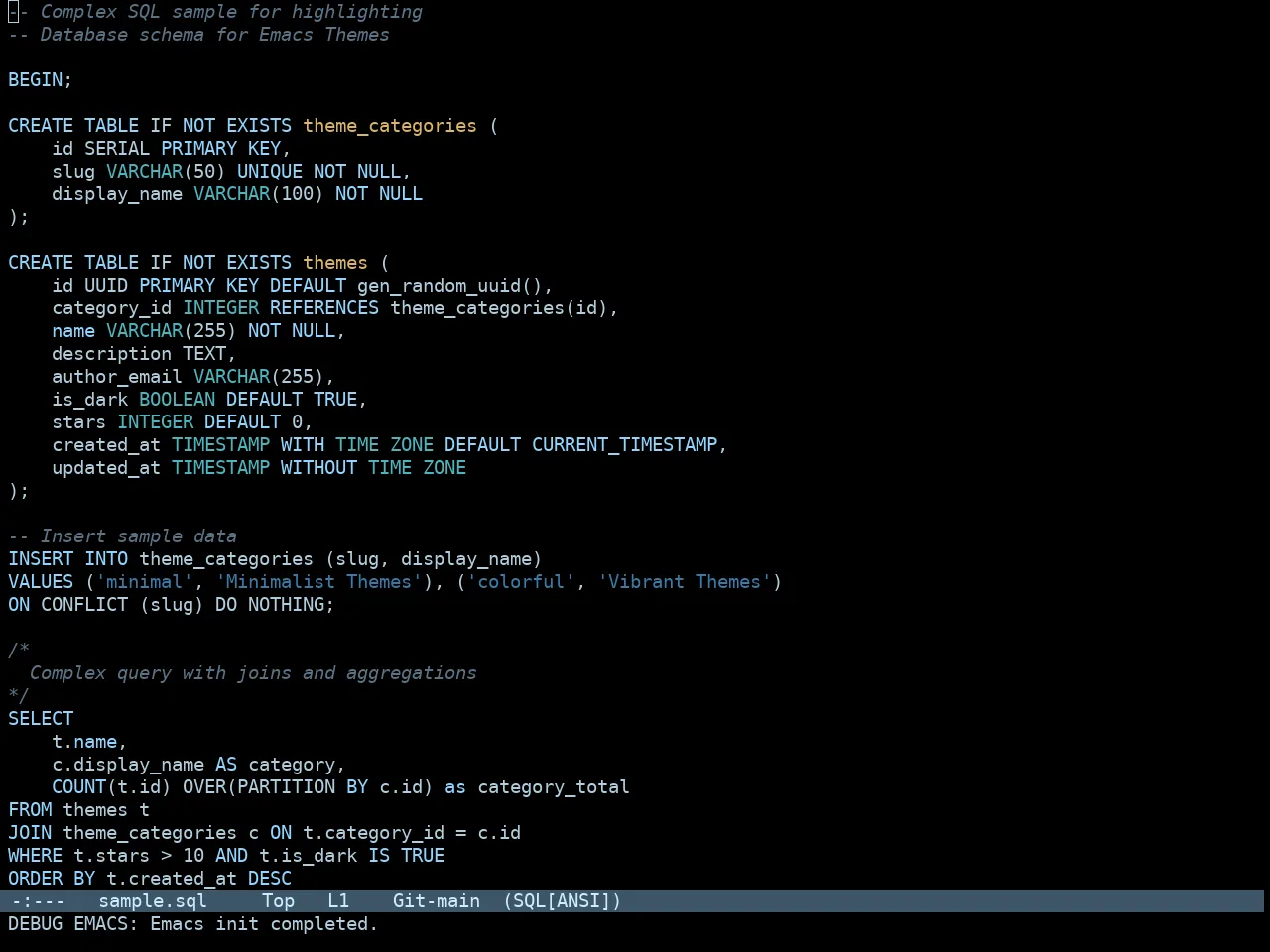 Tron Legacy Theme in sql-mode