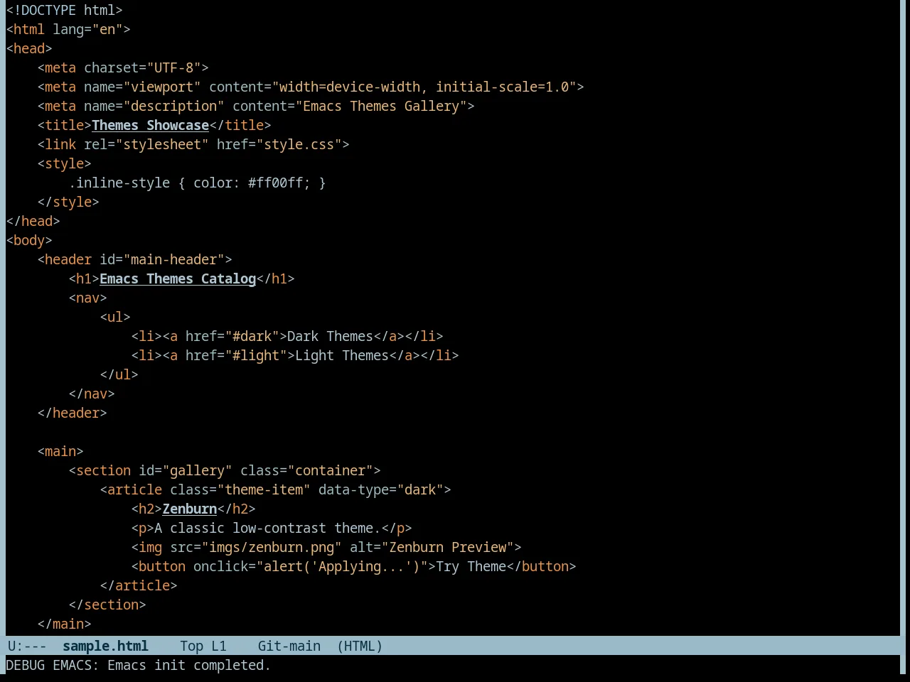 Tron Theme in html-mode