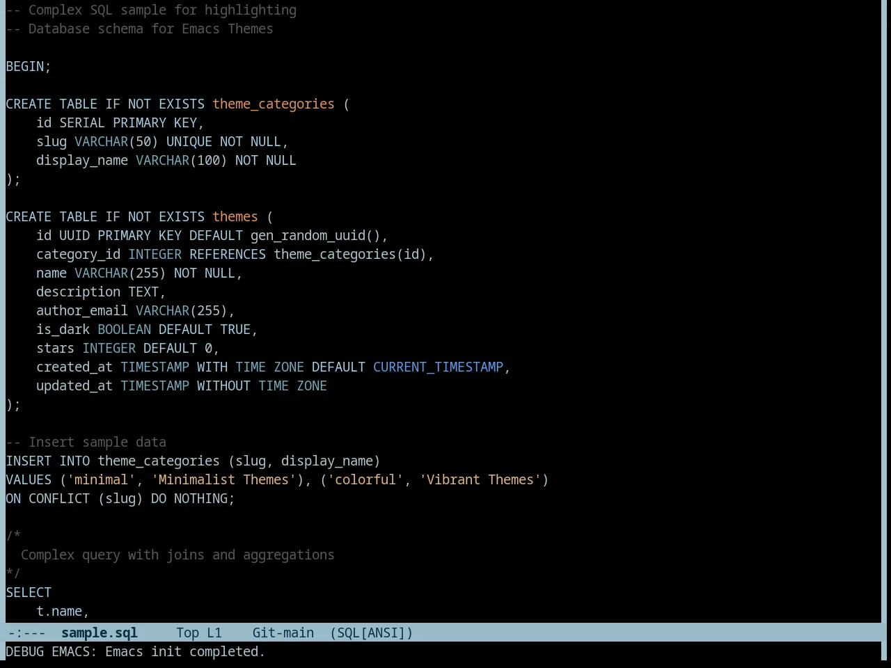 Tron Theme in sql-mode