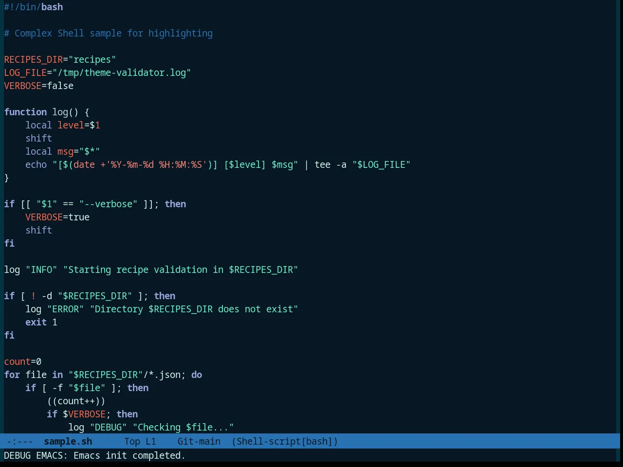 Tronesque Theme in sh-mode