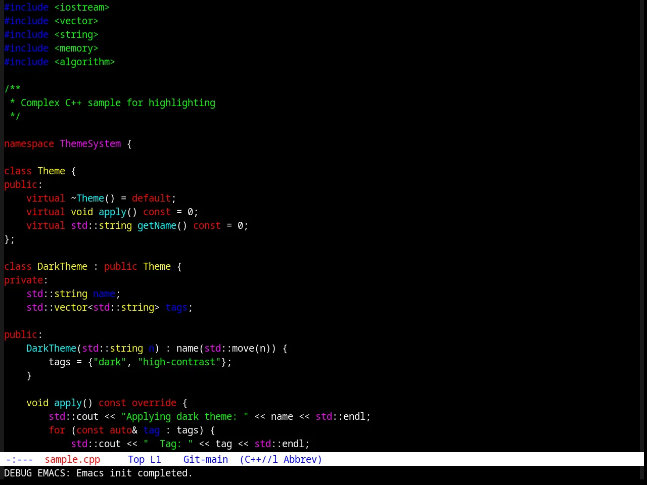 TTY Dark Theme in c++-mode