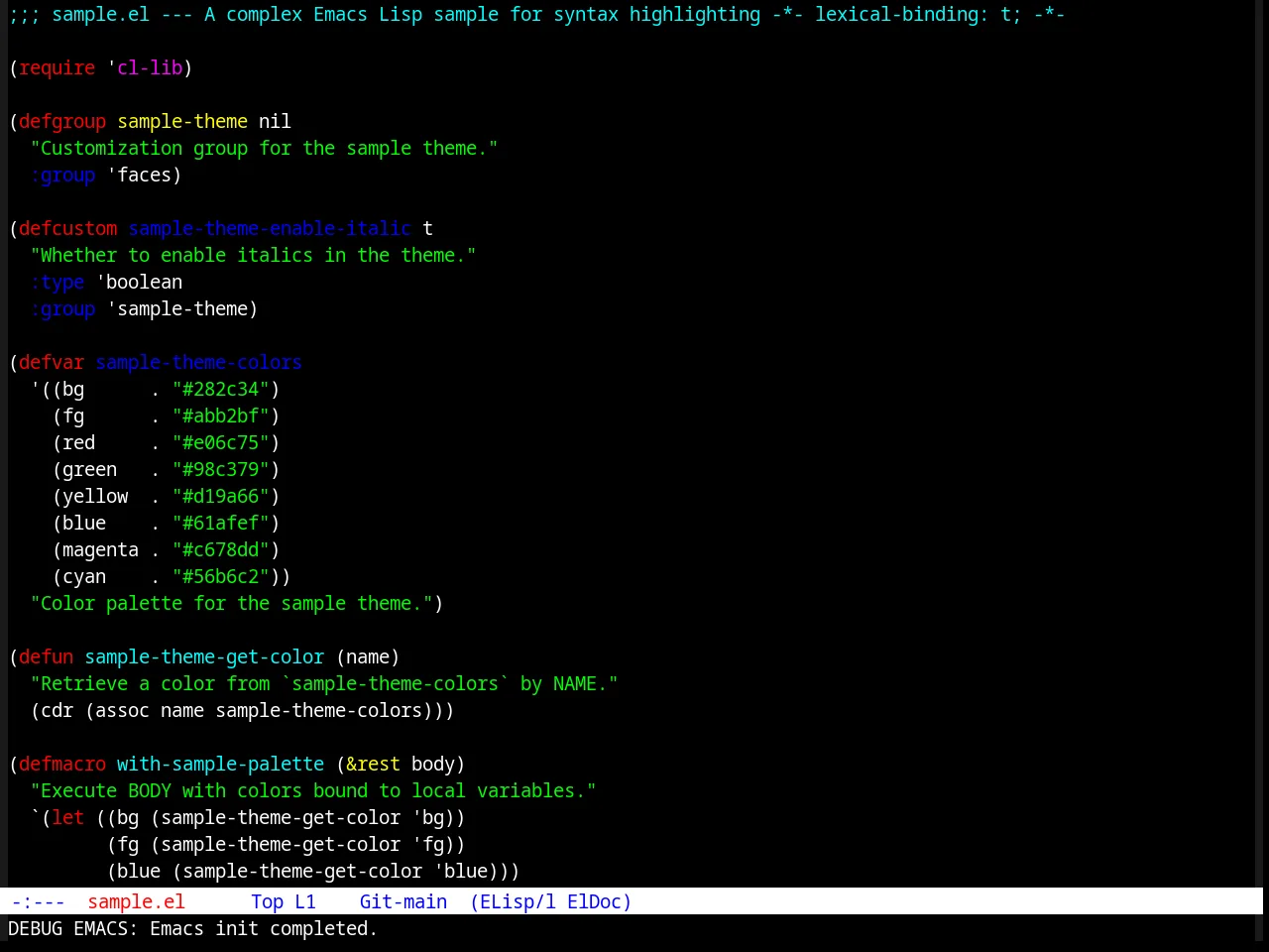 TTY Dark Theme in emacs-lisp-mode
