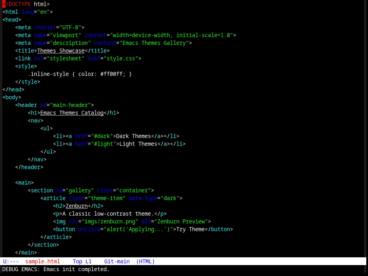 TTY Dark Theme in html-mode