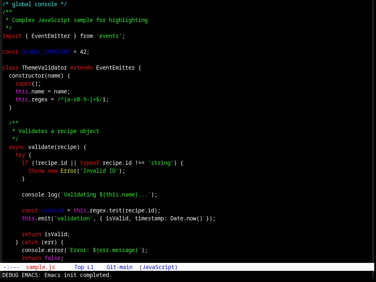 TTY Dark Theme in javascript-mode