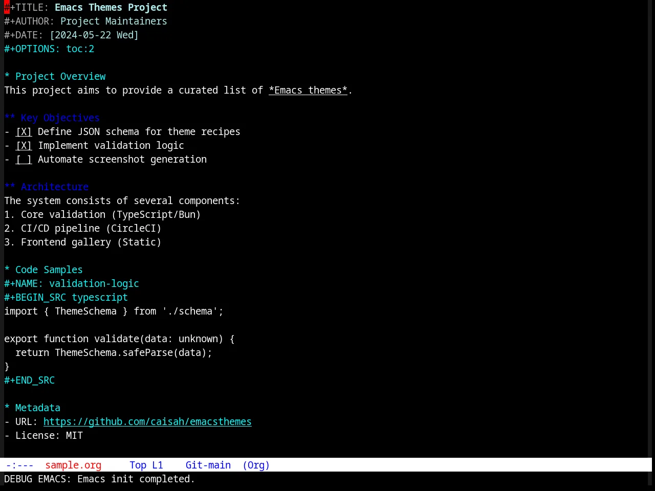 TTY Dark Theme in org-mode