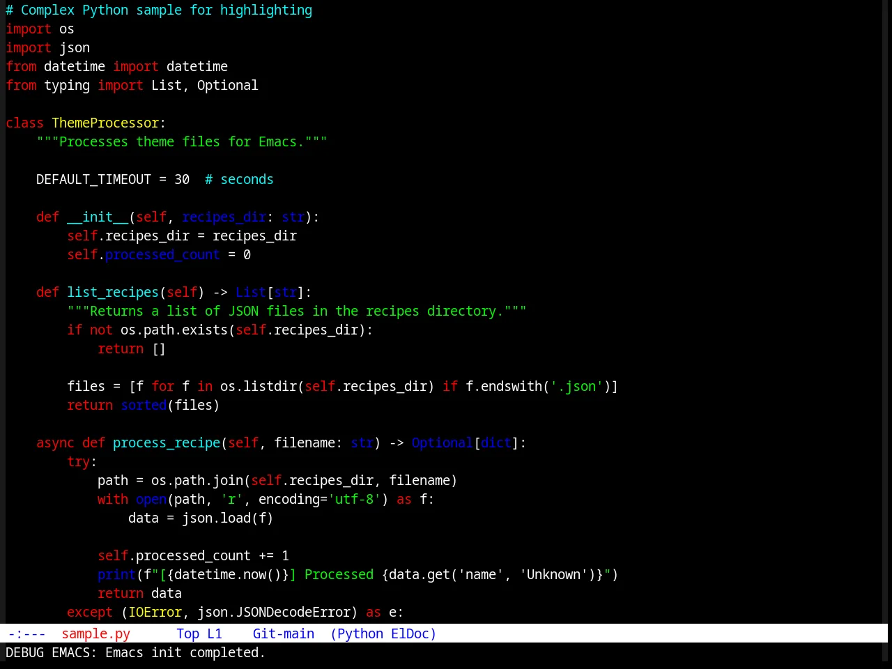 TTY Dark Theme in python-mode