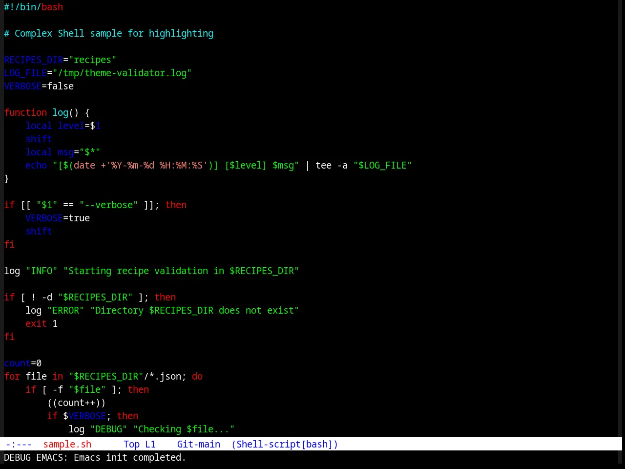 TTY Dark Theme in sh-mode