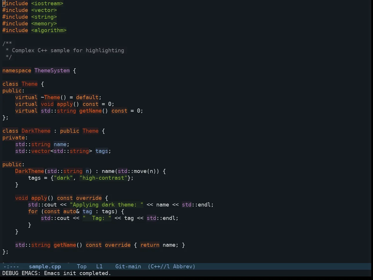 Twilight Anti Bright Theme in c++-mode