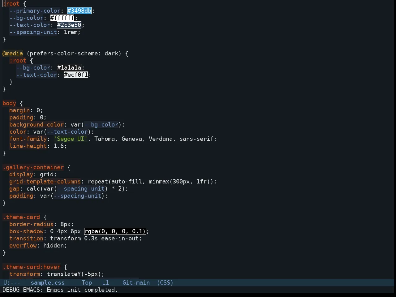 Twilight Anti Bright Theme in css-mode