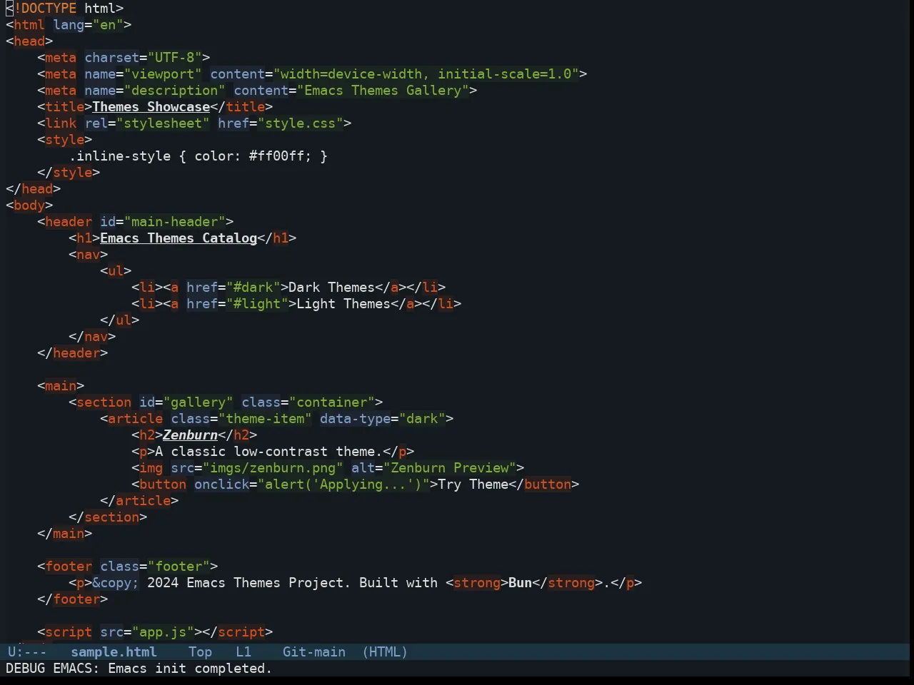Twilight Anti Bright Theme in html-mode