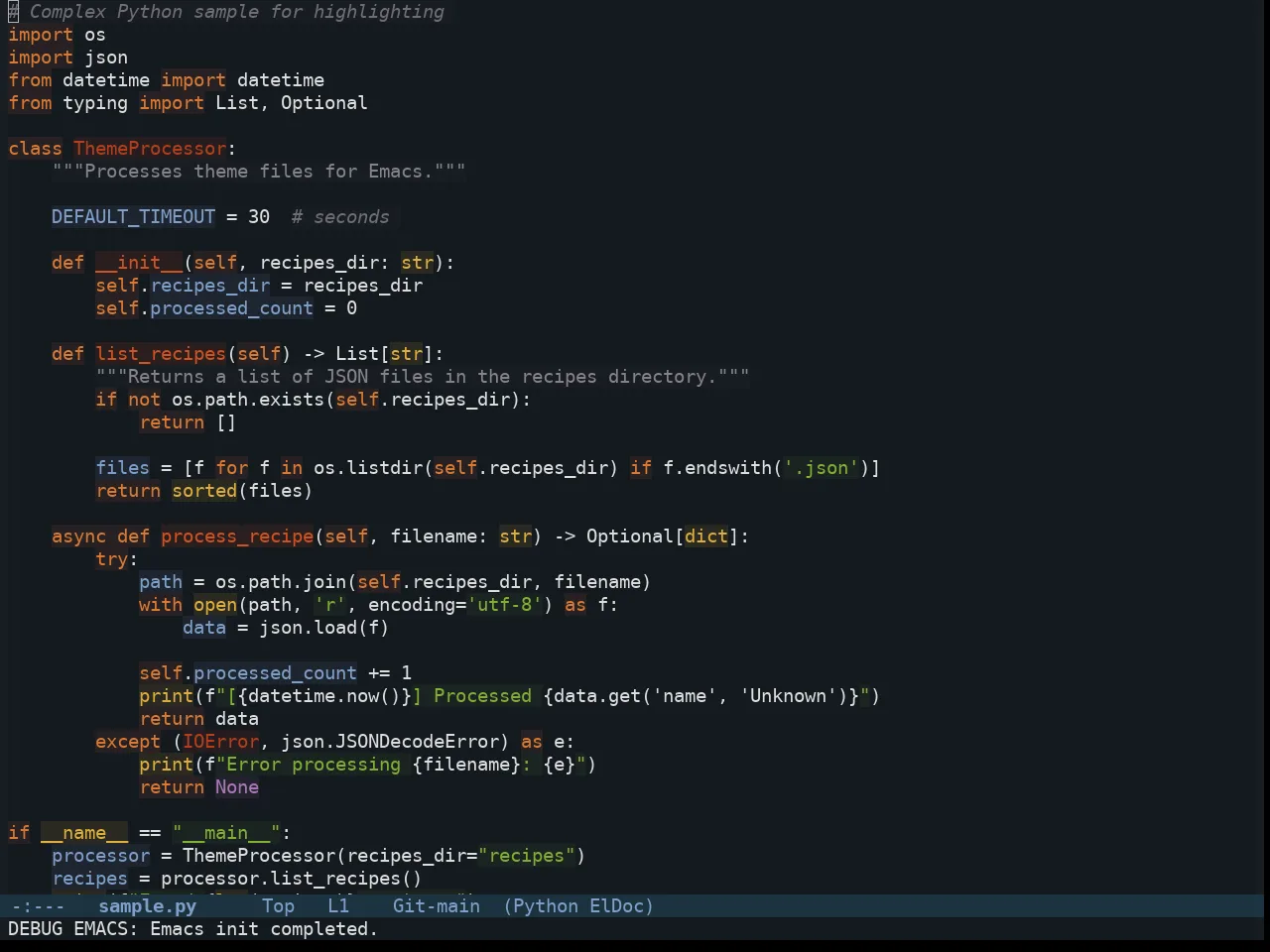 Twilight Anti Bright Theme in python-mode