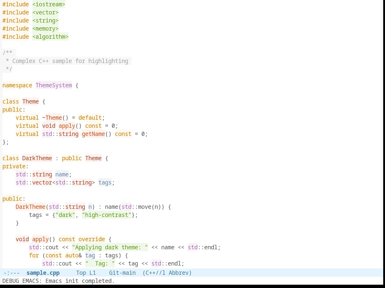 Twilight Bright Theme in c++-mode