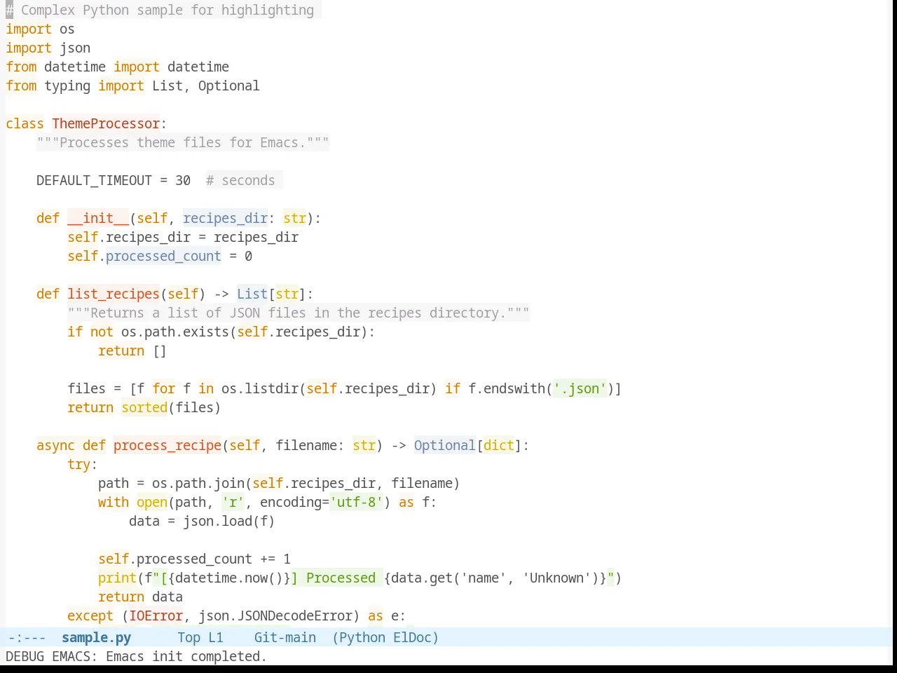 Twilight Bright Theme in python-mode